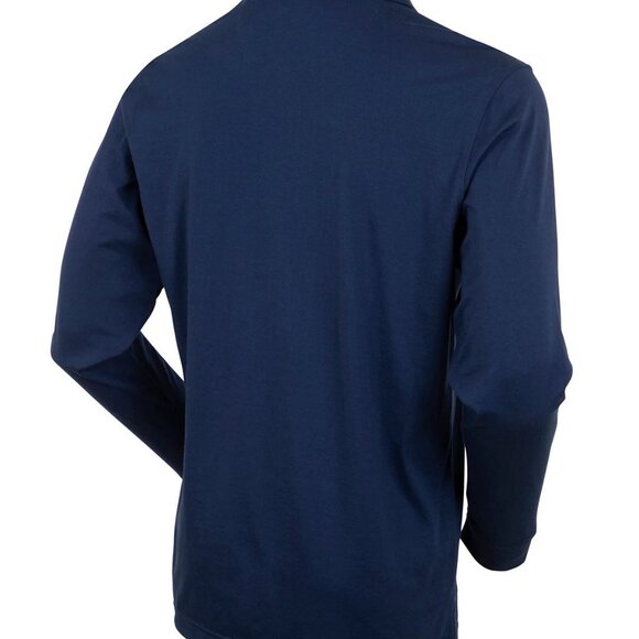 NEW Three Dots Men's Cotton Jersey Knit Long Sleeve Polo Shirt SM Navy Blue - Picture 3 of 3